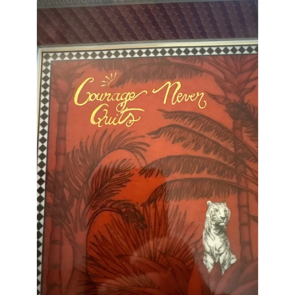 Richard Ginori Totem Tiger Courage Never Quits Porcelain Tray Made in Italy Red - Picture 3 of 5